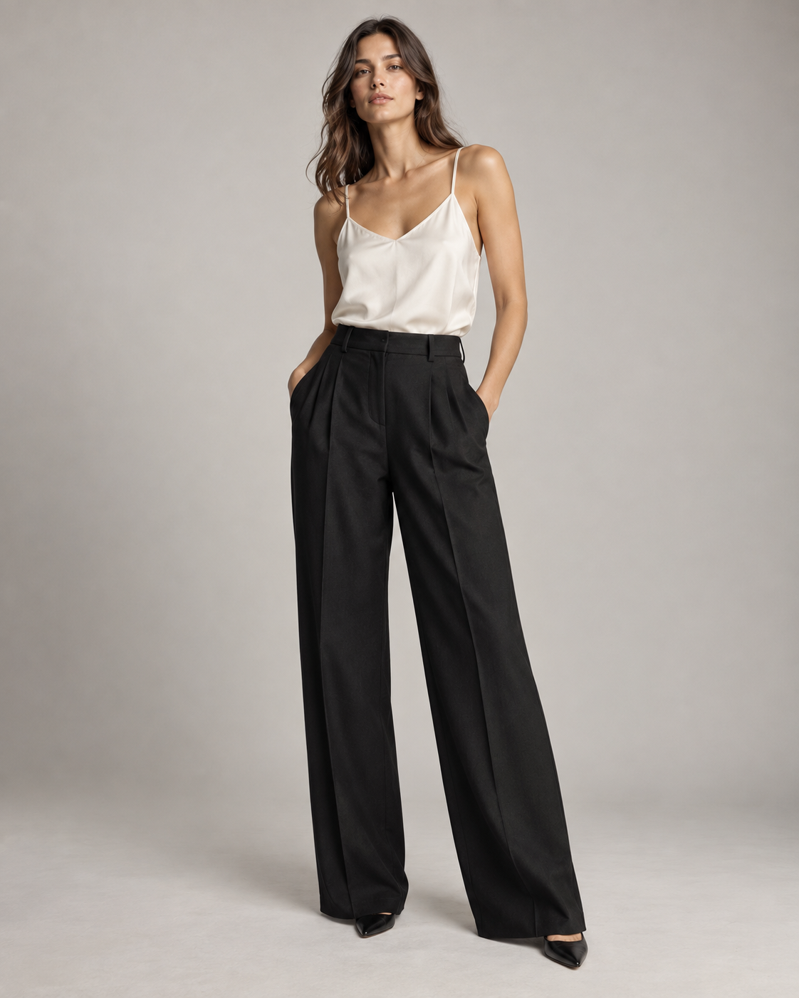 High-Rise Pleated Tailored Trouser
