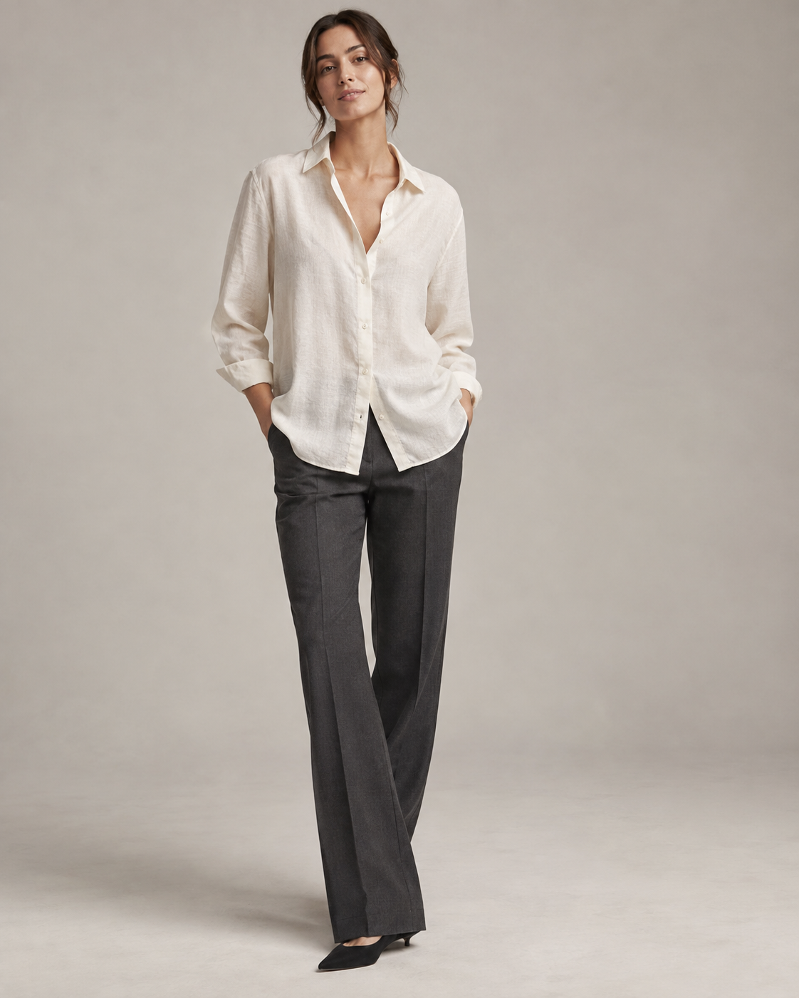 Raw Silk Relaxed Fit Button-Down