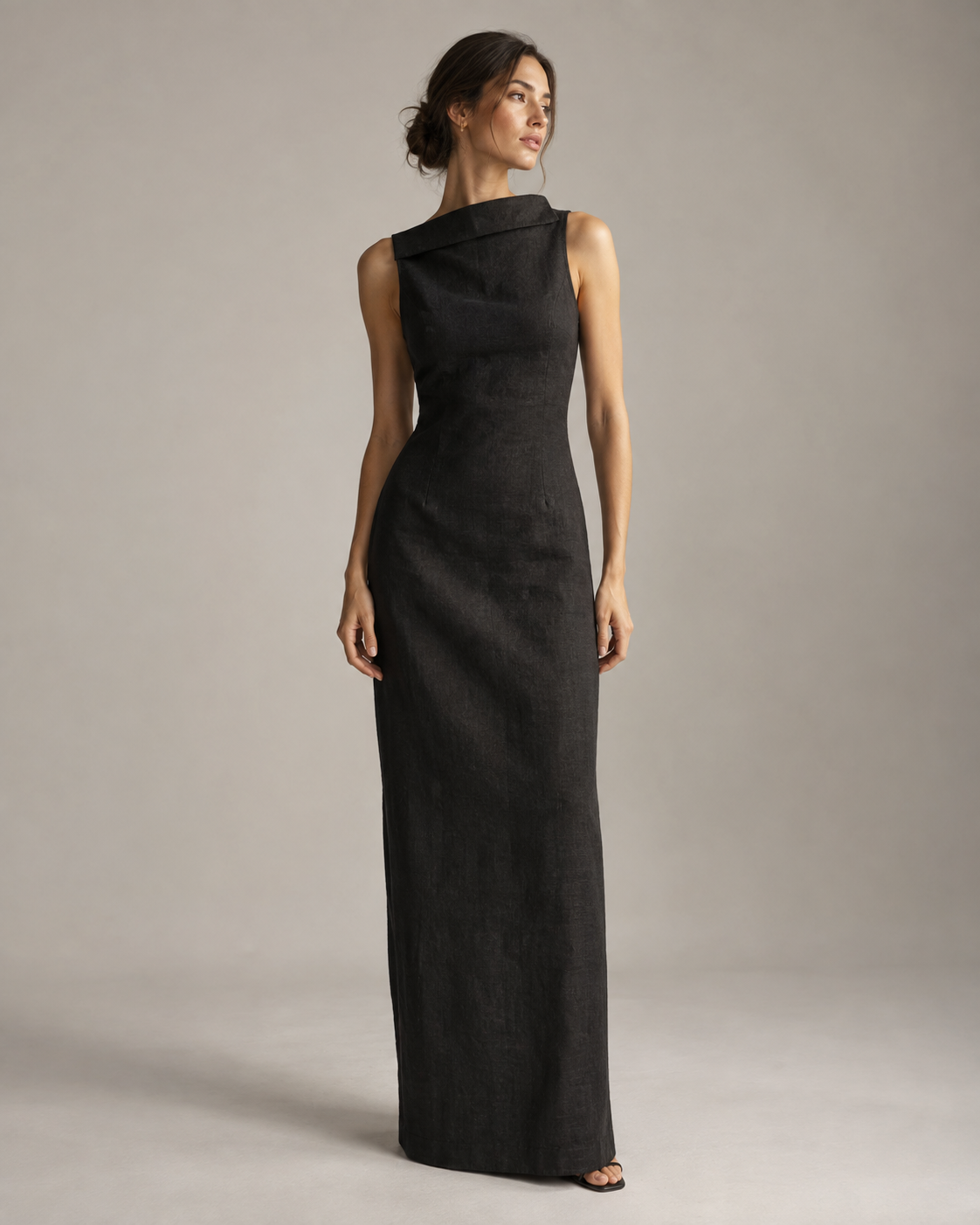 Structured Linen Sleeveless Gown
