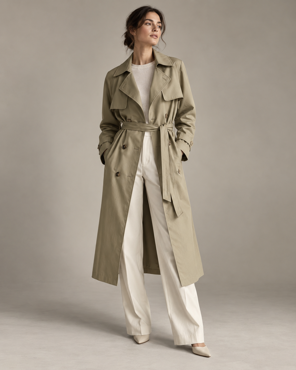 Belted Organic Cotton Poplin Trench